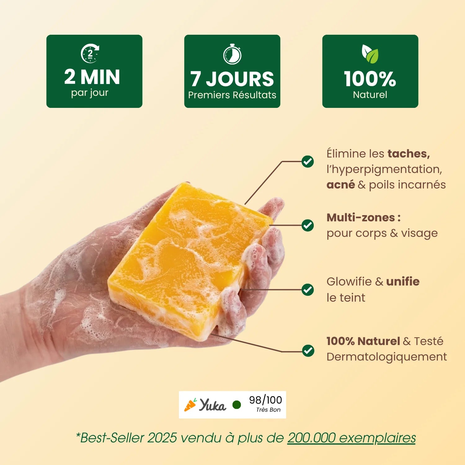 Savon Anti-Taches & Hyperpigmentation au Curcuma (+200g OFFERTS)