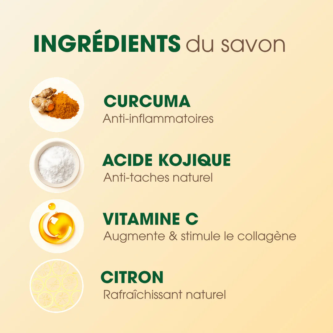 Savon Anti-Taches & Hyperpigmentation au Curcuma (+200g OFFERTS)
